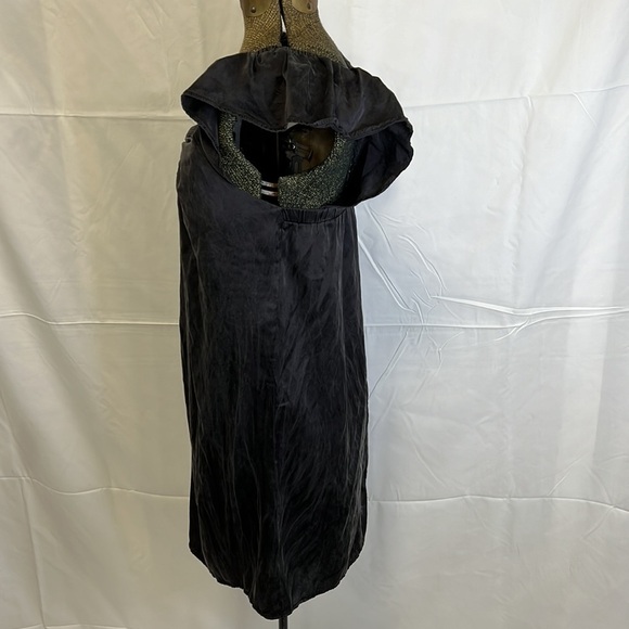 90’s NU COLLECTIVE BLACK  SILK MINI DRESS SMALL - Picture 8 of 16
